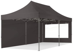 TOOLPORT 3x6m gazebo pieghevole con laterali (finestre panoramiche), PREMIUM acciaio, grigio scuro - (600077)