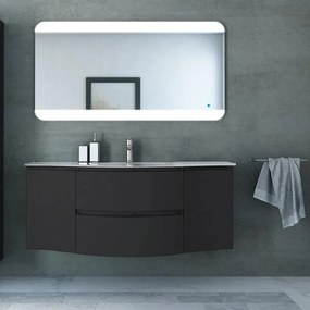 Mobile da bagno sotto lavabo VAGUE grafite laccato opaco L 69 x H 55 x P 52 cm 2 cassetti, lavabo non incluso