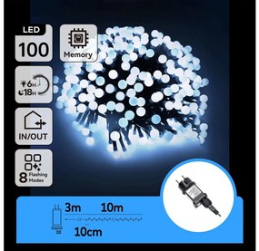 Aigostar - Catena luminosa LED decorativa da esterno 100xLED/3,6W/230V/8 funzioni 10m IP44 bianco freddo