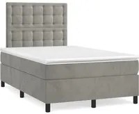 Letto a Molle Materasso e LED Grigio Chiaro 120x190 cm Velluto 3270335