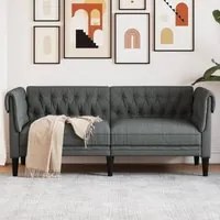 Divano Chesterfield a 2 Posti Grigio Scuro in Tessuto 372548