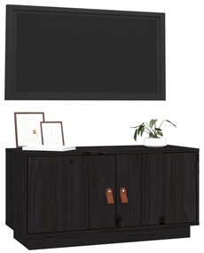 Mobile porta tv nero 80x34x40 cm in legno massello di pino