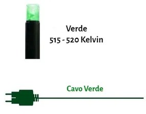 Catenaria Natalizia LED 11.6m IP65 Cavo VERDE, Luce VERDE Colore Verde 515 - 520 °K