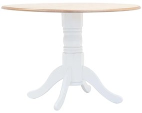 Tavolo da pranzo bianco e marrone 106cm legno massello di hevea