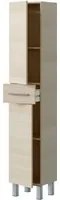 Colonna bagno Dokerek, Pensile bagno con 2 ante e 1 cassetto, Armadio alto, 35x31h182 cm, Rovere