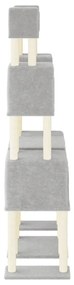 Albero per gatti con tiragraffi in sisal grigio chiaro 199 cm