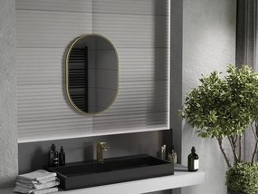 Mexen Loft specchio da bagno ovale 70 x 50 cm, cornice dorata - 9851-070-050-000-50
