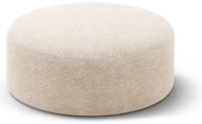 Poggiapiedi beige con rivestimento in bouclé Dia – Micadoni