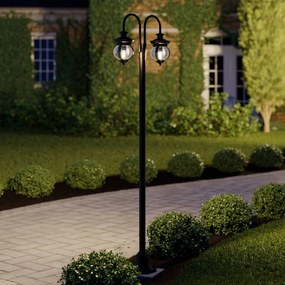 Lampada da esterno Lindby Farley, 215 cm, a 2 luci, IP44, E27 Farley Lindby, dimmerabile, Nero, Metallo, Antico