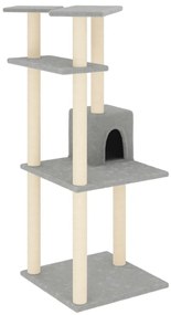 Albero per gatti con tiragraffi in sisal grigio chiaro 123 cm