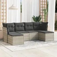 Set Divano da Giardino 6pz con Cuscini Grigio Chiaro Polyrattan 3249851