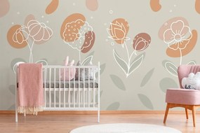 Carta da parati – Fiori minimalisti in tonalità delicate