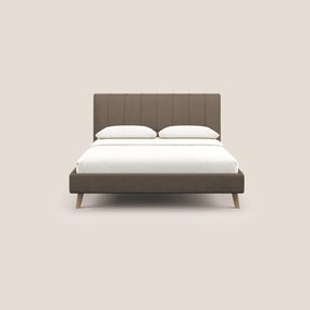 Selene letto imbottito con piedini naturali sfoderabile in tessuto impermeabile T02