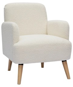 Poltrona scandinava in tessuto effetto lana bouclé e legno ISKO