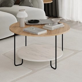 Tavolino rotondo con piano in rovere naturale ø 80 cm Tonka - Marckeric