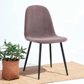 Sedia Da Pranzo Moderna In Tessuto Marrone Gambe Nere Irene