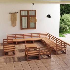 Set divani da giardino 14 pz in legno massello di pino