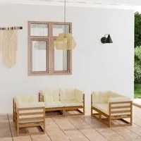 Set Divani da Giardino 6 pz con Cuscini Legno Massello Pino 3076492