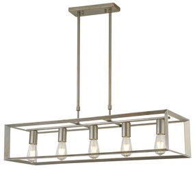 Lampadario Contemporaneo Heaton Acciaio Argento Oro 5 Luci E27