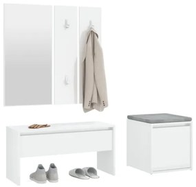 Set di Mobili da Corridoio Bianco Lucido in Legno Multistrato