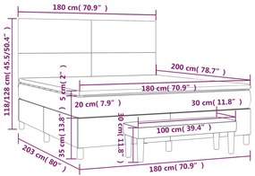 Giroletto a Molle con Materasso Grigio Scuro 180x200 cm Velluto