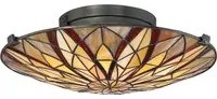 Lampadario Tiffany Victory Vetro Bronzo Valiant 2 Luci E27