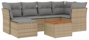 Set Divano da Giardino 7 pz con Cuscini Beige Misto Polyrattan