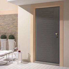 Porta blindata YALE Typhoon L 90 x H 210 cm in MDF grigio/bianco, apertura spingere a sinistra, falso telaio incluso