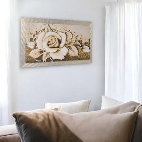 Quadro su tela moderno 72X132 cm tema Floreale con cornice in legno decorata