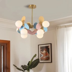Brilagi - Lampadario a stelo BALMO 8xG9/9W/230V Ø 60 cm oro/blu/rosa