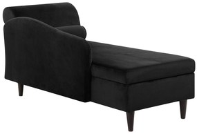 Chaise longue in velluto nero versione destra LUIRO Beliani