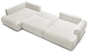 Divano angolare color crema allungabile (con penisola a destra/a forma di "U") con rivestimento in velluto a coste Lucien – Bobochic Paris