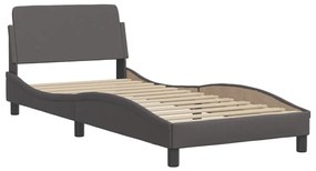 Letto con materasso grgio 80x200 cm in similpelle