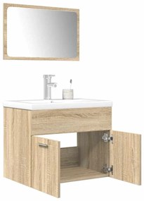 Set Mobili Da Bagno 3 Pz Rovere Sonoma İn Legno Multistrato /