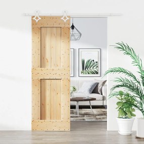 Porta Scorrevole Con Set Hardware 70x210 Cm Legno Massello Pino /