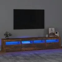 Mobile Porta TV con Luci LED Rovere Fumo 210x35x40 cm 3152735