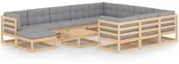 Set Divani da Giardino 12 pz con Cuscini Legno Massello di Pino 3077089