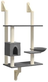 Albero per Gatti con Tiragraffi a Parete Grigio Scuro 153 cm