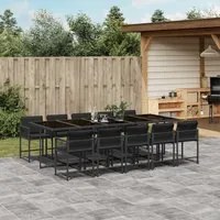 Set da Pranzo da Giardino 11 pz con Cuscini in Polyrattan Nero 3211471