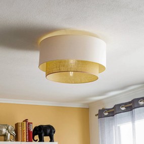 Plafoniera soffitto Boho Duolla, dimmerabile, Crema / Ambra, Camera da letto, Tessuto / Stoffa / Seta, Plafoniera
