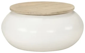 Tavolino Da Salotto Bianco 51x51x27 Cm Legno Massello Di Mango /