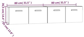 Mobili Parete 2 pz Bianco Lucido 80x35x36,5cm Legno Multistrato