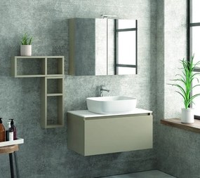 Composizione bagno sospesa 80cm mobile specchio contenitore e 2 pensili - KAMALU