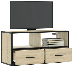 Mobile Tv Rovere Sonoma 80x31x39,5 Cm Legno Multistrato Metallo /