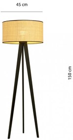 Lampada da Terra in Acciaio e Tessuto ASTON 1 E27 Colore del corpo Rattan