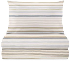 Completo letto singolo righe beige grigie
