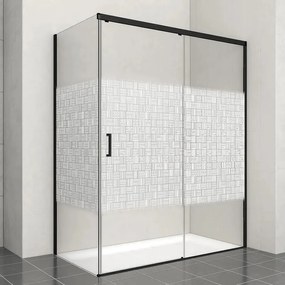 Porta doccia scorrevole Jazz, L 138-139.5 cm x H 200 cm x SP 6 mm, profilo nero, vetro smerigliato