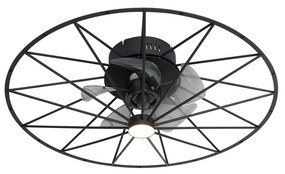 Ventilatore da soffitto nero 62cm con LED dimmerabile con telecomando - Yaran