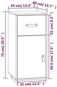 Credenza Miele 34x40x75 cm in Legno Massello di Pino