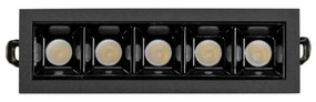 Faro LED Incasso 12W Nero Rettangolare Foro 140x35mm CRI92 Colore Bianco Caldo 3.000K